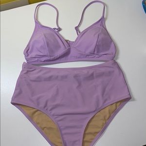 High waisted lilac bikini set
